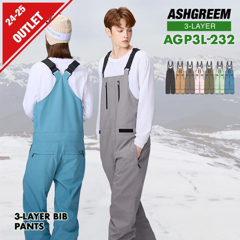 【10月上旬発送予定】 ASHGREEM アッシュグリーム スノーボードウェア 3レイヤー ビブパンツ AGP3L-232
